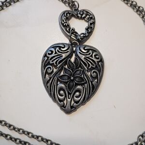 Vintage Silver Heart Pendant Necklace